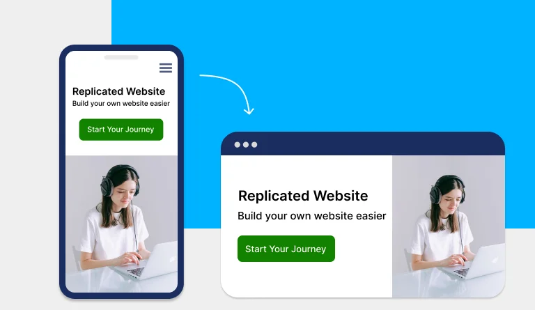 Replicated website for mobile and desktop