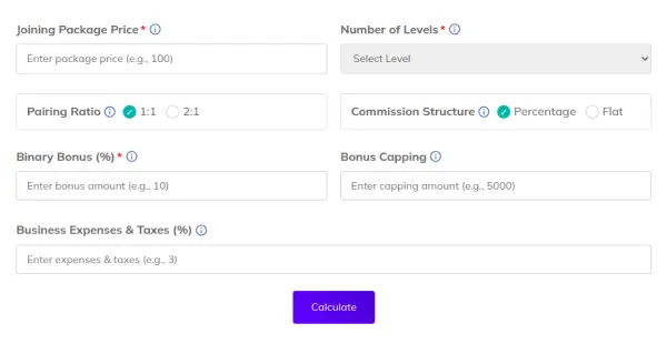 MLM Binary Calculator Interface